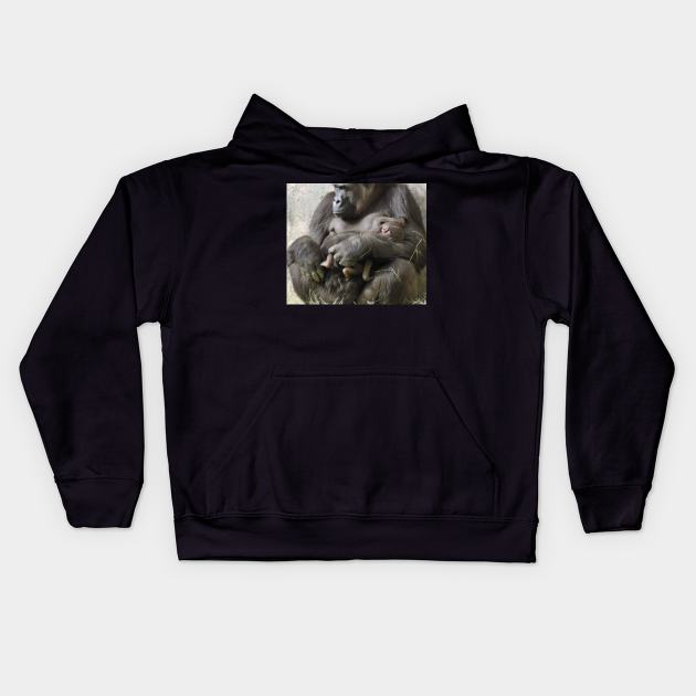 Western Lowland Gorilla and baby Kids Hoodie by Sharonzoolady